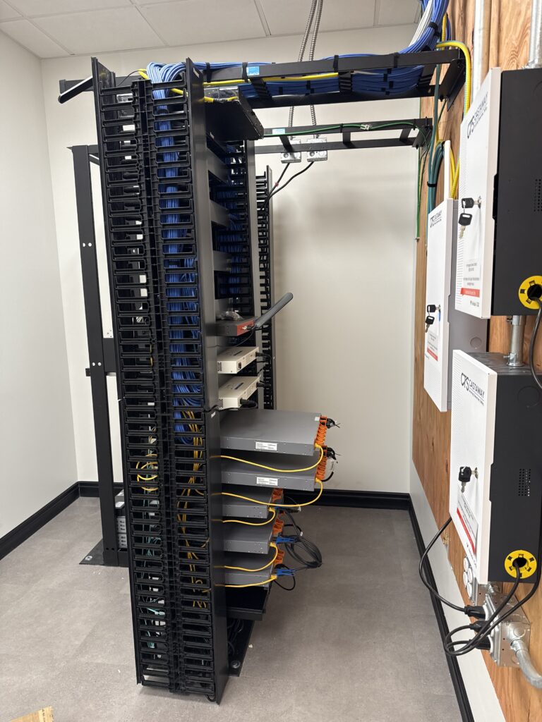 rack with equipment rack with equipment